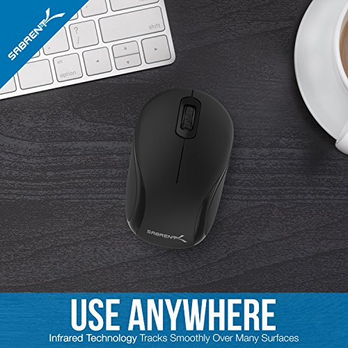 SABRENT Kabellose Maus, 2.4 GHz Bluetooth Verbindung, kleine Computer Maus mit Nano Empfänger (1200 DPI) Optische Mini Maus for, PC, Gaming, Desktop, Mac, Laptop, mackbook, Schwarz (MS-WSML) Bild 6