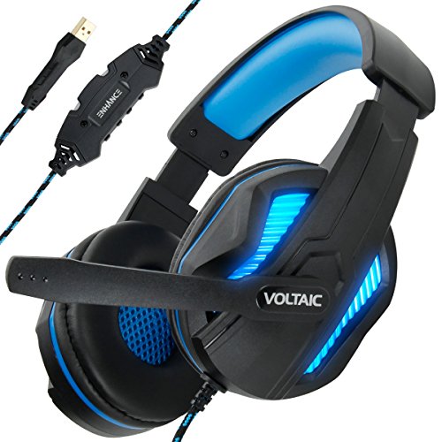 Enhance Gaming-Headset für PS4 mit 7.1-Surround-Sound – Voltaic PRO Esports-Computerkopfhörer mit Mikrofon, LED, Inline-Steuerung für FPS-Spiele Bild 1
