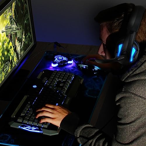 Enhance Gaming-Headset für PS4 mit 7.1-Surround-Sound – Voltaic PRO Esports-Computerkopfhörer mit Mikrofon, LED, Inline-Steuerung für FPS-Spiele Bild 2