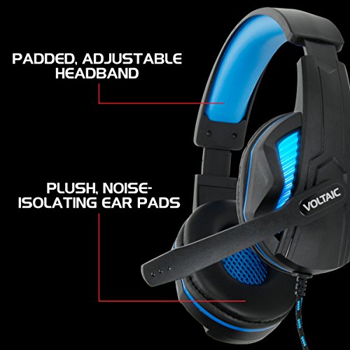 Enhance Gaming-Headset für PS4 mit 7.1-Surround-Sound – Voltaic PRO Esports-Computerkopfhörer mit Mikrofon, LED, Inline-Steuerung für FPS-Spiele Bild 3