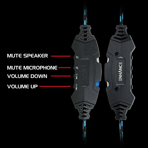 Enhance Gaming-Headset für PS4 mit 7.1-Surround-Sound – Voltaic PRO Esports-Computerkopfhörer mit Mikrofon, LED, Inline-Steuerung für FPS-Spiele Bild 6