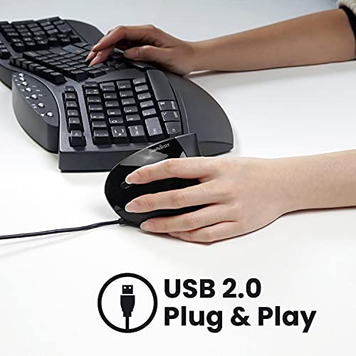 Perixx Perimice-513L Vertikale ergonomische Maus mit 2 DPI, 6 Tasten optische Ergo-Maus mit 2 Level DPI-Schalter 1000 1600, Linkshänder, schwarz Bild 7