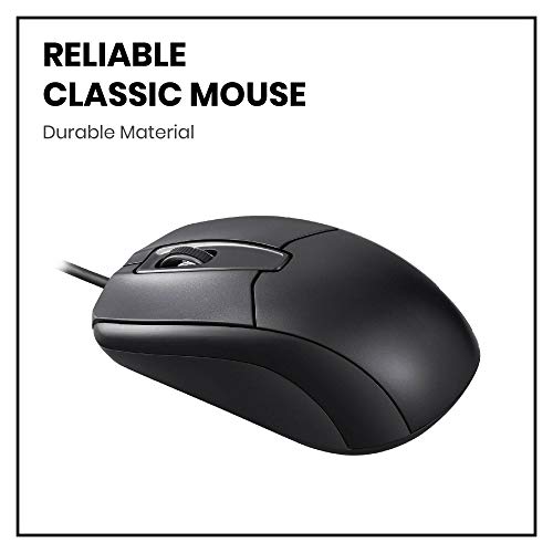 Perixx PERIMICE-209U Kabelgebunde USB Maus mit Scrollrad, geeignet für Links- und Rechtshänder, zur Nutzung am Desktop-PC und Laptop, Schwarz Bild 2