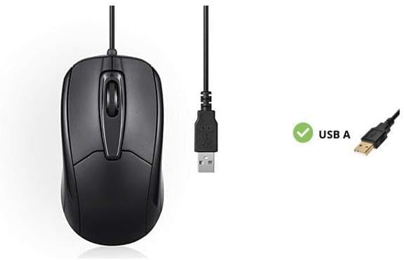 Perixx PERIMICE-209U Kabelgebunde USB Maus mit Scrollrad, geeignet für Links- und Rechtshänder, zur Nutzung am Desktop-PC und Laptop, Schwarz Bild 4
