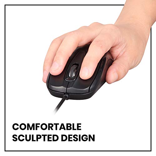 Perixx PERIMICE-209U Kabelgebunde USB Maus mit Scrollrad, geeignet für Links- und Rechtshänder, zur Nutzung am Desktop-PC und Laptop, Schwarz Bild 6