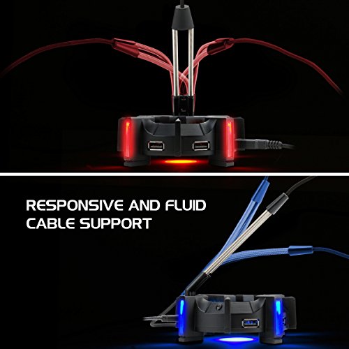 ENHANCE Profi Maus Bungee-Kabelhalter mit 4 Port USB-Hub & 7 LED-Leucht Modi - Kabelmanagement-Unterstützung - Verbesserte Genauigkeit und Design für wettbewerbsfähige Esport-Spiele Bild 4