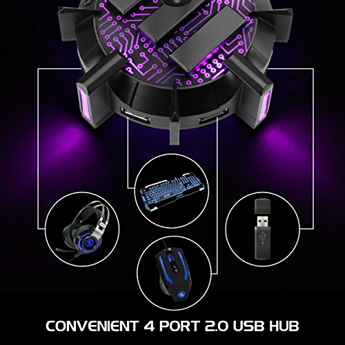ENHANCE Profi Maus Bungee-Kabelhalter mit 4 Port USB-Hub & 7 LED-Leucht Modi - Kabelmanagement-Unterstützung - Verbesserte Genauigkeit und Design für wettbewerbsfähige Esport-Spiele Bild 5