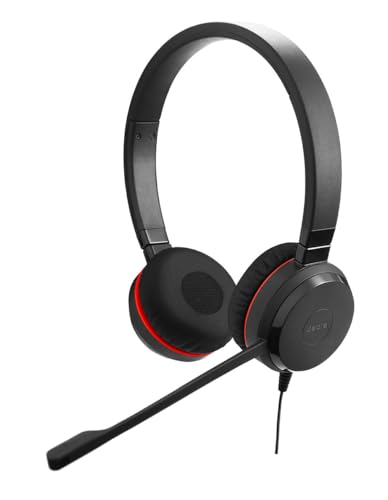 Jabra Evolve 20 SE Stereo Headset – Microsoft Teams zertifizierte Kopfhörer für VoIP Softphone mit passivem Noise-Cancelling – USB-A Kabel mit Anrufsteuerung – schwarz Bild 1