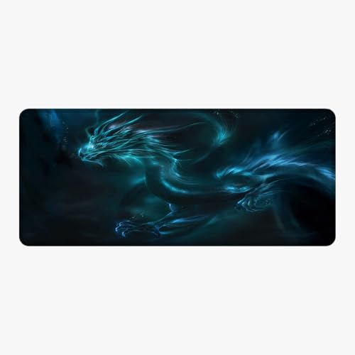 Silent Monsters Mauspad XXL 900 x 400 mm großes Mousepad Drache - Vernähter Rand, rutschfest & leise, für Gaming Büro Office Homeoffice - Tastatur - 90 x 40 cm groß Mouse Pad Mat - alle Maus Arten Bild 1