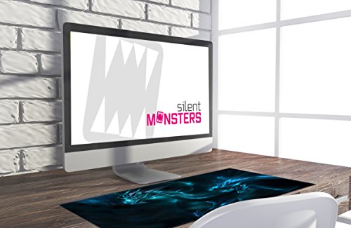 Silent Monsters Mauspad XXL 900 x 400 mm großes Mousepad Drache - Vernähter Rand, rutschfest & leise, für Gaming Büro Office Homeoffice - Tastatur - 90 x 40 cm groß Mouse Pad Mat - alle Maus Arten Bild 2