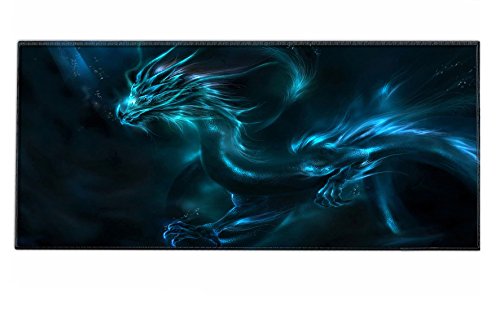 Silent Monsters Mauspad XXL 900 x 400 mm großes Mousepad Drache - Vernähter Rand, rutschfest & leise, für Gaming Büro Office Homeoffice - Tastatur - 90 x 40 cm groß Mouse Pad Mat - alle Maus Arten Bild 4