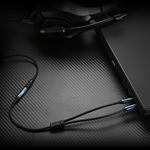MillSO 3,5mm Klinke Y Adapter, vergoldete Headset Splitter (Doppel 3,5mm Klinkenstecker auf 4 polig 3,5mm Klinken-Kupplung in CTIA Standard) für Kopfhörer Desktop und Laptop Bild 2