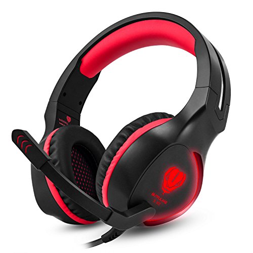 BUTFULAKE Gaming Headset, Audio Stereo Bass mit LED, Kopfhörer mit Controller Praxis, kompatibel für PS4, Xbox One, PC, Laptop, Tablet, Smartphone … (Rot) Bild 1