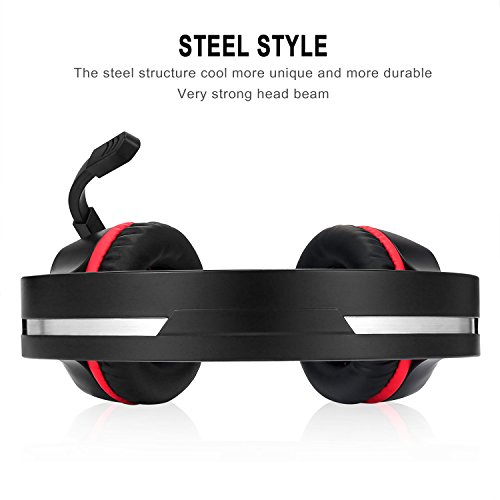 BUTFULAKE Gaming Headset, Audio Stereo Bass mit LED, Kopfhörer mit Controller Praxis, kompatibel für PS4, Xbox One, PC, Laptop, Tablet, Smartphone … (Rot) Bild 5