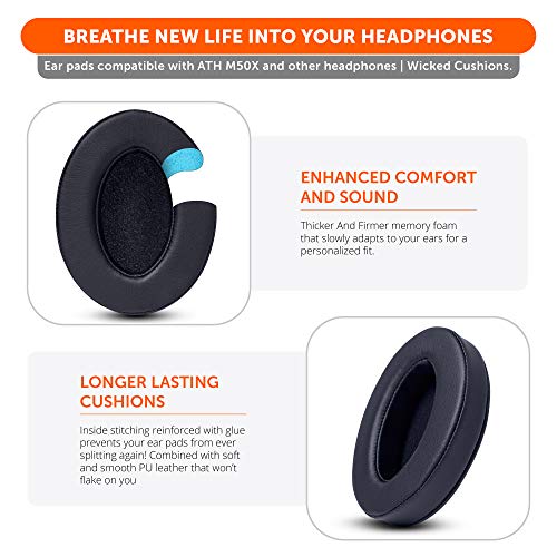 WC PadZ - The Ultimate Upgraded Earpads by Wicked Cushions - Kompatibel mit Audio Technica, HyperX, SteelSeries Arctis & mehr - Extra dick - Größere Öffnung - Weicherer Memory Foam | (Schwarz) Bild 4