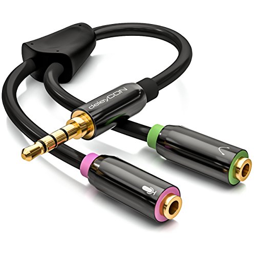 deleyCON Audio Klinken Y Adapter Splitter Kabel Stereo - 3,5mm Klinke - 1x Stecker auf 2x Buchse - Headsets Gaming Kopfhörer mit Mikrofon - für PC, Computer, PS4, PS5 Controller, Laptop Usw. Bild 1