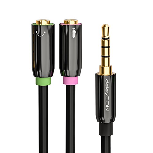 deleyCON Audio Klinken Y Adapter Splitter Kabel Stereo - 3,5mm Klinke - 1x Stecker auf 2x Buchse - Headsets Gaming Kopfhörer mit Mikrofon - für PC, Computer, PS4, PS5 Controller, Laptop Usw. Bild 3