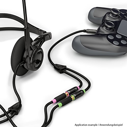 deleyCON Audio Klinken Y Adapter Splitter Kabel Stereo - 3,5mm Klinke - 1x Stecker auf 2x Buchse - Headsets Gaming Kopfhörer mit Mikrofon - für PC, Computer, PS4, PS5 Controller, Laptop Usw. Bild 5