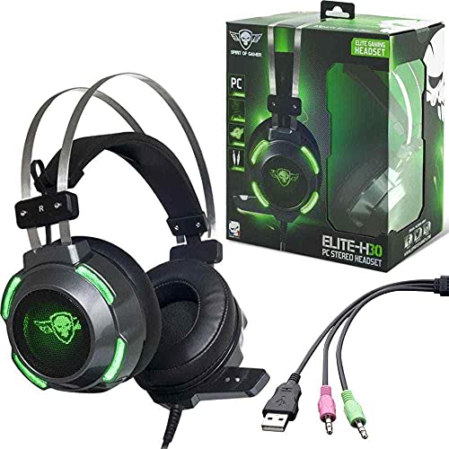SPIRIT OF GAMER - Elite-H30 - Gamer-Audio-Headset - Mikrofon - Retro Coole grüne LED-Beleuchtung - Kompatible Multiplattform PC / PS4 / XBOX ONE / Switch Bild 2