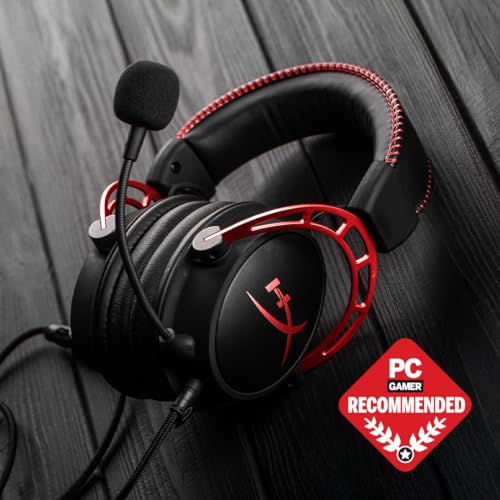 HyperX Cloud Alpha Gaming Headset, Over-Ear, 50 mm Dual-Chamber-Treiber, Memory Foam, Aluminiumrahmen, abnehmbares Noise-Cancelling Mikrofon, 3,5 mm Klinke, PC/PS5/PS4/Xbox/Switch, Schwarz-Rot Bild 2