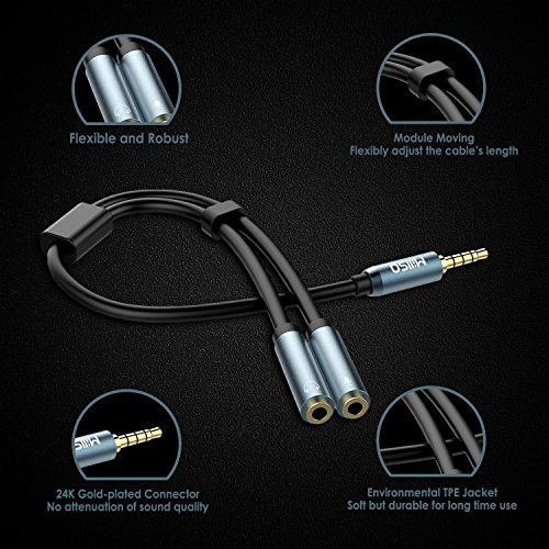 MillSO Combo Audio Adapter - 3.5mm Y Splitter für PC Gaming Kophörer (2x3 Pole Buchse auf 1x4 Pole Stecker) Klinke Headset Adapter für Xbox One, PS4, Smartphones und Laptop Bild 5