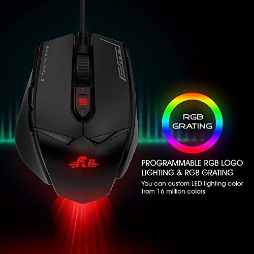Rii Gaming M01 Laser - Programmierbare Gaming Maus, 12.000 DPI, 16.8 Millionen Farben LED Hintergrundbeleuchtung, professionell, verkabelt Bild 4