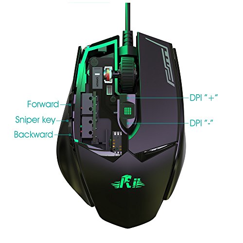 Rii Gaming M01 Laser - Programmierbare Gaming Maus, 12.000 DPI, 16.8 Millionen Farben LED Hintergrundbeleuchtung, professionell, verkabelt Bild 5