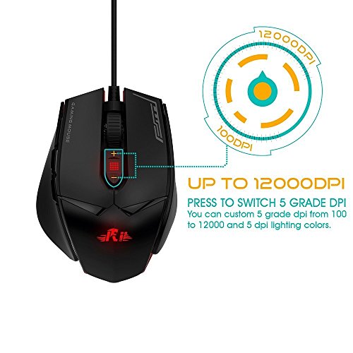 Rii Gaming M01 Laser - Programmierbare Gaming Maus, 12.000 DPI, 16.8 Millionen Farben LED Hintergrundbeleuchtung, professionell, verkabelt Bild 7