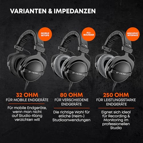 beyerdynamic DT 770 PRO 250 Black Limited Edition Over-Ear-Studiokopfhörer. Geschlossene Bauweise, kabelgebunden für Studioanwendung ideal zum Abmischen im Studio Bild 7