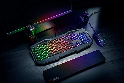 Trust Gaming GXT 830-RW Avonn Gaming Tastatur, QWERTZ Deutsches Layout, Regenbogenwellen-Beleuchtung, Anti-Ghosting, Spielmodus, 12 Media-Tasten, USB Tastatur für PC/Laptop - Schwarz Bild 5