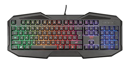 Trust Gaming GXT 830-RW Avonn Gaming Tastatur, QWERTZ Deutsches Layout, Regenbogenwellen-Beleuchtung, Anti-Ghosting, Spielmodus, 12 Media-Tasten, USB Tastatur für PC/Laptop - Schwarz Bild 6