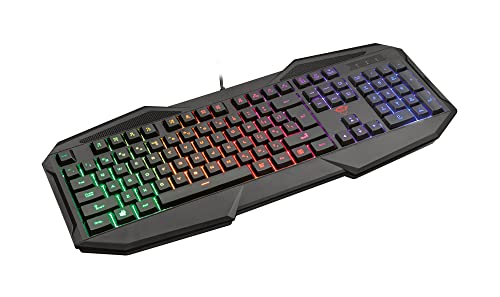 Trust Gaming GXT 830-RW Avonn Gaming Tastatur, QWERTZ Deutsches Layout, Regenbogenwellen-Beleuchtung, Anti-Ghosting, Spielmodus, 12 Media-Tasten, USB Tastatur für PC/Laptop - Schwarz Bild 7