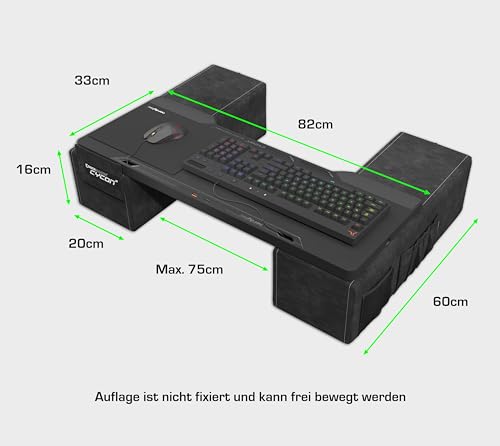 Couchmaster CYCON² Titan Black Edition, Gaming Lapdesk für Maus & Tastatur, ergonomische Gaming Station für Couch und Sofa, aus Nappa Leder, mit 6 USB-3.0-Ports Bild 4