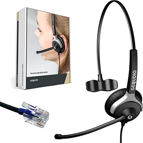 GEQUDIO Headset kompatibel mit Cisco Telefon - inklusive RJ Kabel - Kopfhörer & Mikrofon mit Ersatz Polster - Anschlusskabel flexibel wechselbar - besonders leicht 60g (1-Ohr) Bild 1