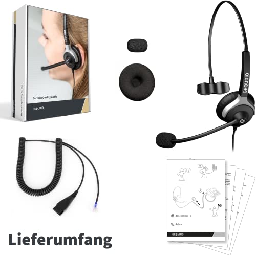 GEQUDIO Headset kompatibel mit Cisco Telefon - inklusive RJ Kabel - Kopfhörer & Mikrofon mit Ersatz Polster - Anschlusskabel flexibel wechselbar - besonders leicht 60g (1-Ohr) Bild 6