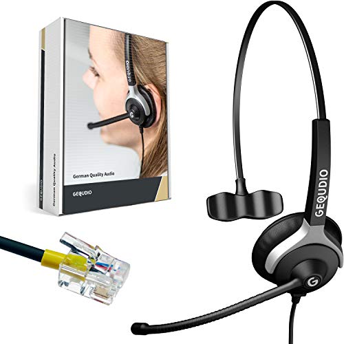 GEQUDIO Headset für GX- und GZ-Serie kompatibel für GX5+ GX7+ GZ-2 GZ-6 GZ-8, Poly/Polycom und Gigaset-RJ Telefon - inklusive RJ Kabel - Kopfhörer & Mikrofon mit Ersatz Polster - 60g leicht (1-Ohr) Bild 1