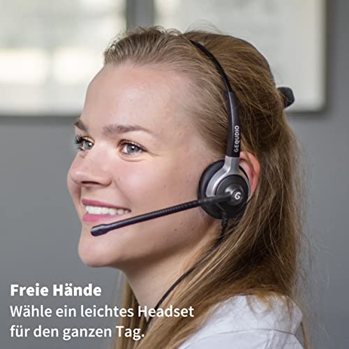 GEQUDIO Headset für GX- und GZ-Serie kompatibel für GX5+ GX7+ GZ-2 GZ-6 GZ-8, Poly/Polycom und Gigaset-RJ Telefon - inklusive RJ Kabel - Kopfhörer & Mikrofon mit Ersatz Polster - 60g leicht (1-Ohr) Bild 2