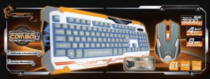 Dragonwar Sencaic Combo LED Gaming Mouse 3200 DPI / 6 Buttons + Backlight Semi Mechanical Gaming Keyboard White QWERTY with 8 programmable Keys and numpad Bild 2