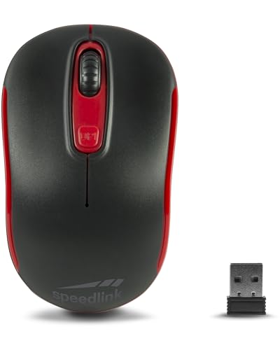 Speedlink CEPTICA Mouse Wireless - kleine Maus ohne Kabel, PC Maus kabellos für Notebook und Laptop, leicht, 2.4G USB Nano-Empfänger, dpi-Schalter bis 1600 dpi, schwarz-rot Bild 1
