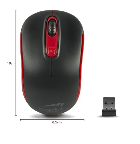 Speedlink CEPTICA Mouse Wireless - kleine Maus ohne Kabel, PC Maus kabellos für Notebook und Laptop, leicht, 2.4G USB Nano-Empfänger, dpi-Schalter bis 1600 dpi, schwarz-rot Bild 5