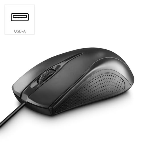 Hama Computermaus mit Kabel (Maus mit 3 Tasten für PC, Laptop oder Notebook, geeignet für Rechts- und Linkshänder, 1000 DPI, Betriebssysteme: Windows 11/10/8/7/Vista/XP, MAC OS 10.10 oder höher) Bild 2