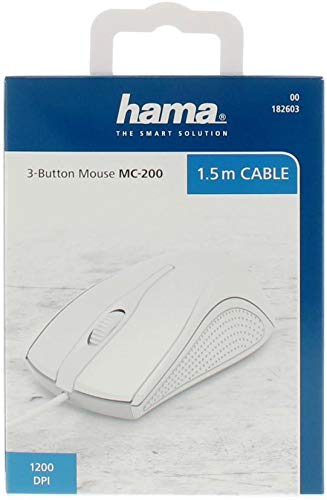 Hama Computermaus mit Kabel (Maus mit 3 Tasten für PC, Laptop und Notebook, geeignet für Rechts- und Linkshänder, 1000 dpi, Betriebssysteme: Windows 11/10/8/7/Vista/XP, MAC OS 10.10 oder höher) weiß Bild 3