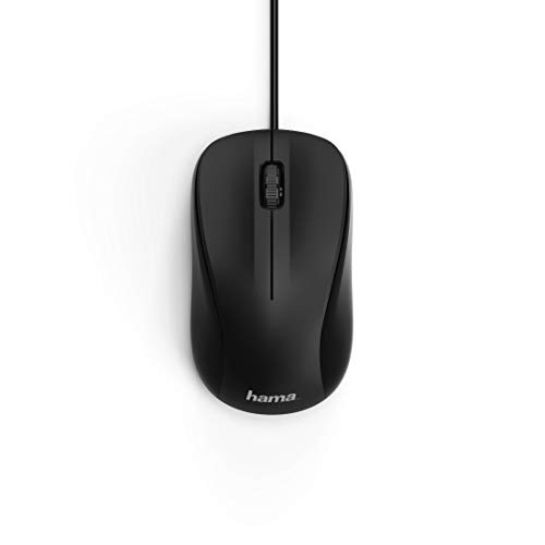 Hama Computermaus mit Kabel (Maus ohne Klickgeräusche für PC, Laptop und Notebook, geeignet für Rechts- und Linkshänder, gummierte Oberfläche für Gute Griffigkeit, 1200 DPI,) schwarz Bild 2