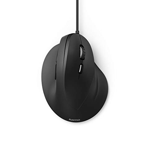 Hama ergonomische Maus (Vertikale Maus kabelgebunden für Rechtshänder, 3 Geschwindigkeitsstufen bis 1800dpi, gegen Tennisarm, Mausarm, RSI-Syndrom) schwarz Bild 1