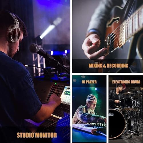 OneOdio Kopfhörer, kabelgebunden, DJ, Piano, Gitarre mit Mikrofon, Hi-Res Audio, extra Bass, leicht, Komfort, faltbar, Kopfhörer mit Share-Port, 2 Kabel – Headset für PC Studio Monitor AMP Pro-10 Bild 4
