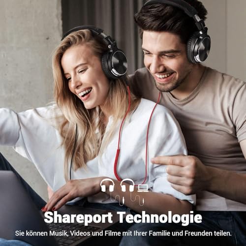 OneOdio Kopfhörer, kabelgebunden, DJ, Piano, Gitarre mit Mikrofon, Hi-Res Audio, extra Bass, leicht, Komfort, faltbar, Kopfhörer mit Share-Port, 2 Kabel – Headset für PC Studio Monitor AMP Pro-10 Bild 6