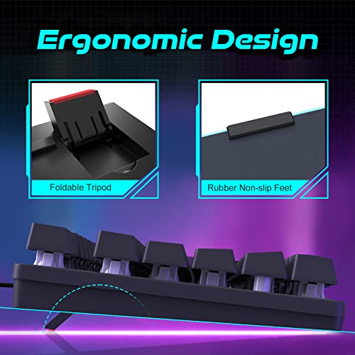 Kabelgebundenes Gaming-Tastatur- und -Maus-Set 12 RGB-Beleuchtungsmodus 104 Tasten Vollständige Anti-Ghosting-Beleuchtung Tastatur 2400 DPI 6-Tasten-USB-optische Spielmaus Mousepad-kompatibel Schwarz Bild 6