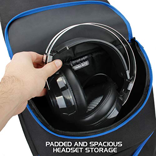 ENHANCE Gaming-Rucksack für Laptop, mit Universal-Konsole für PS4, PS5 und Computer, Arsenal-Hardware-Aufbewahrung für Controller, Kopfhörer, Spiele, Mäuse, Blau Bild 4