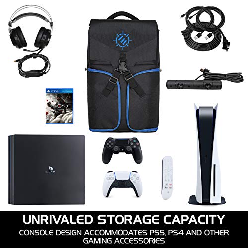ENHANCE Gaming-Rucksack für Laptop, mit Universal-Konsole für PS4, PS5 und Computer, Arsenal-Hardware-Aufbewahrung für Controller, Kopfhörer, Spiele, Mäuse, Blau Bild 5