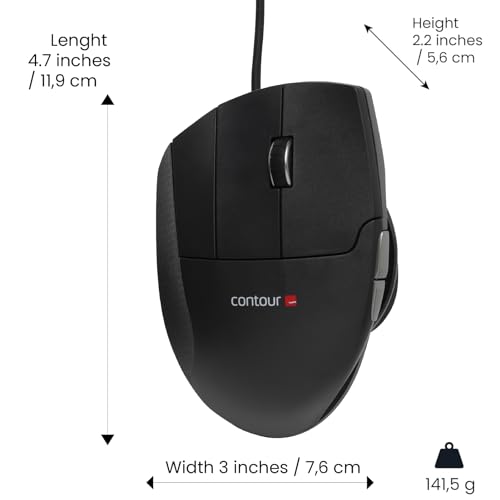 Contour Unimouse | Preisgekrönte ergonomische Computermaus mit Daumenauflage | Kabelmaus | Vertikale Maus für Linkshänder | Anpassbarer Winkel 35-70 Grad | 6 Tasten + Scroll-Rad | Für Windows + Mac Bild 7
